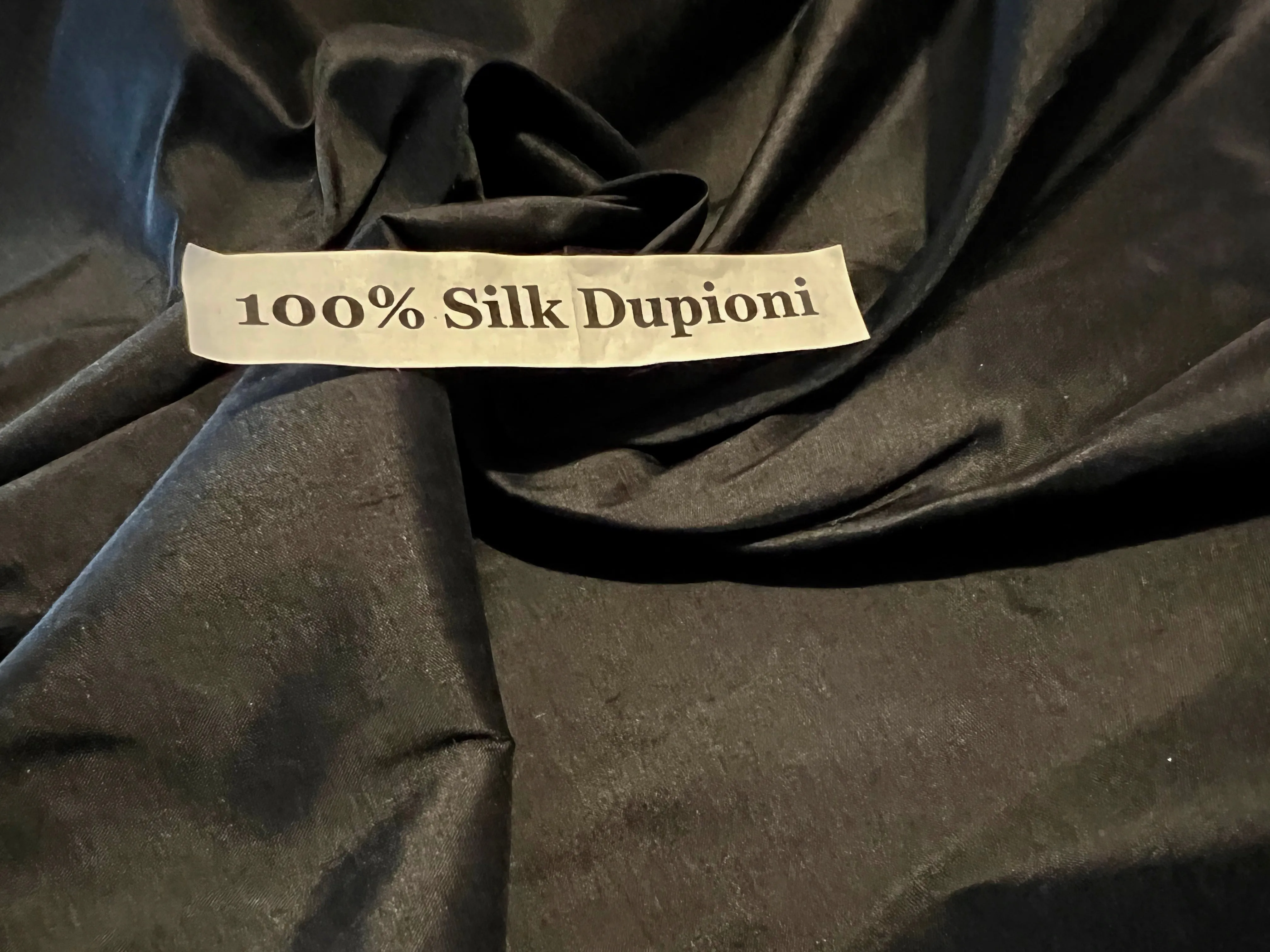 Black 100% Silk Dupioni.      1/4 Meter Price