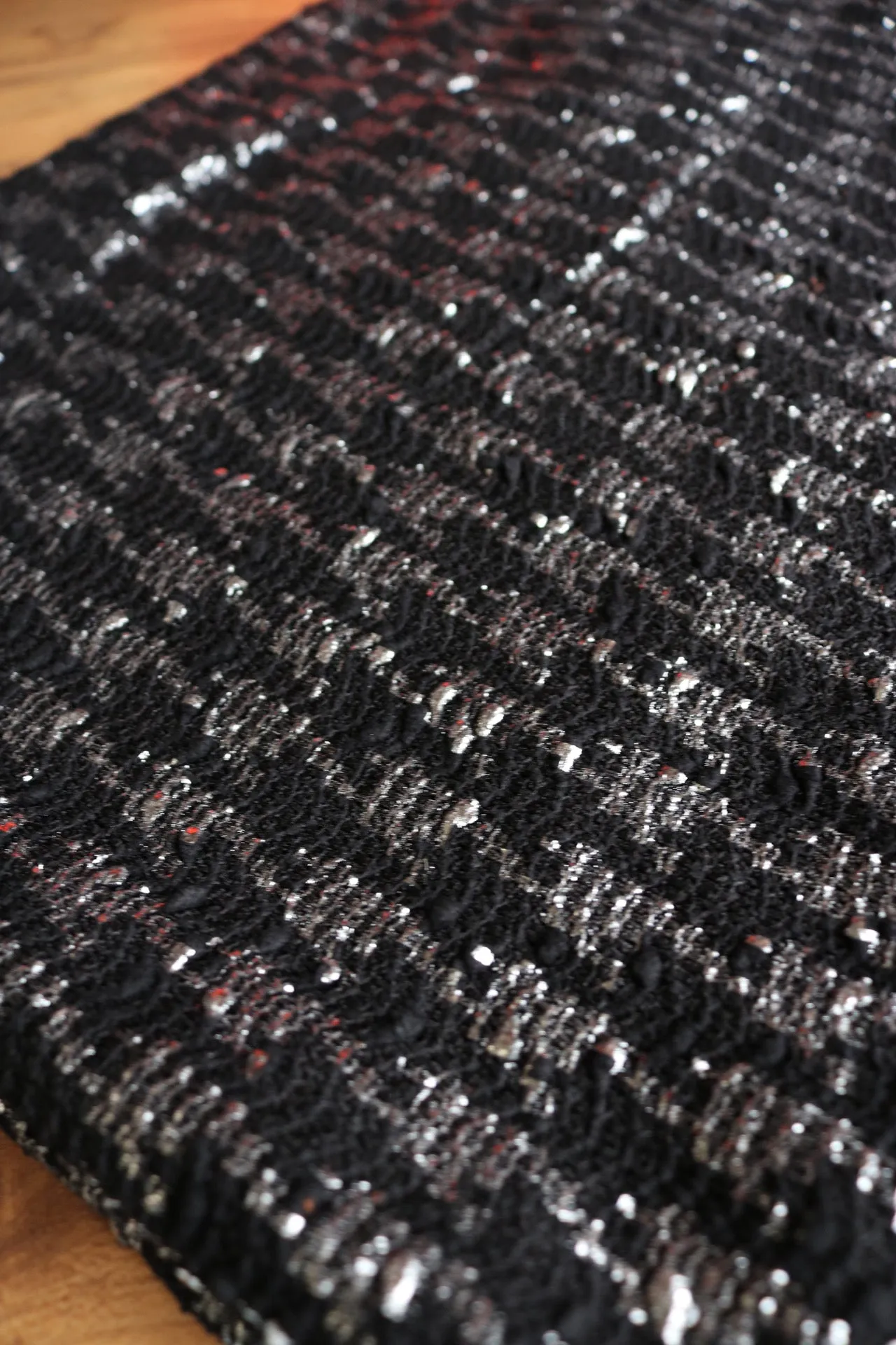 Black & Silver Houndstooth Foil Sweater Knit