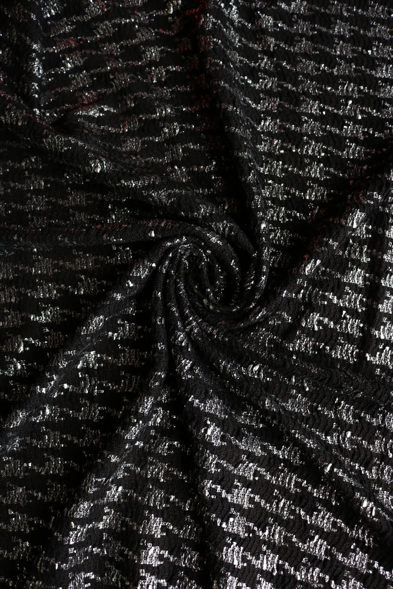 Black & Silver Houndstooth Foil Sweater Knit