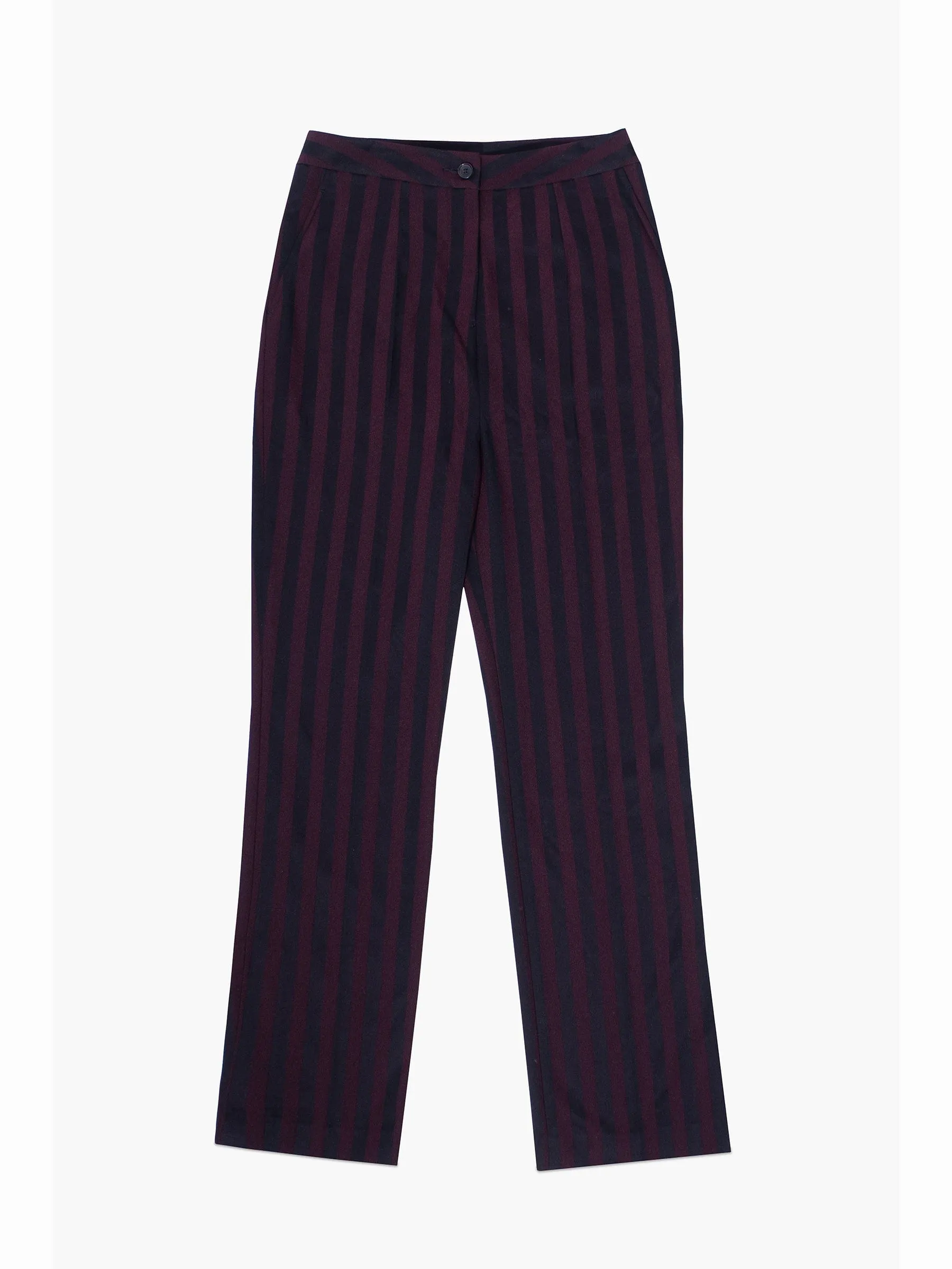 Black and Maroon High Waisted Trousers