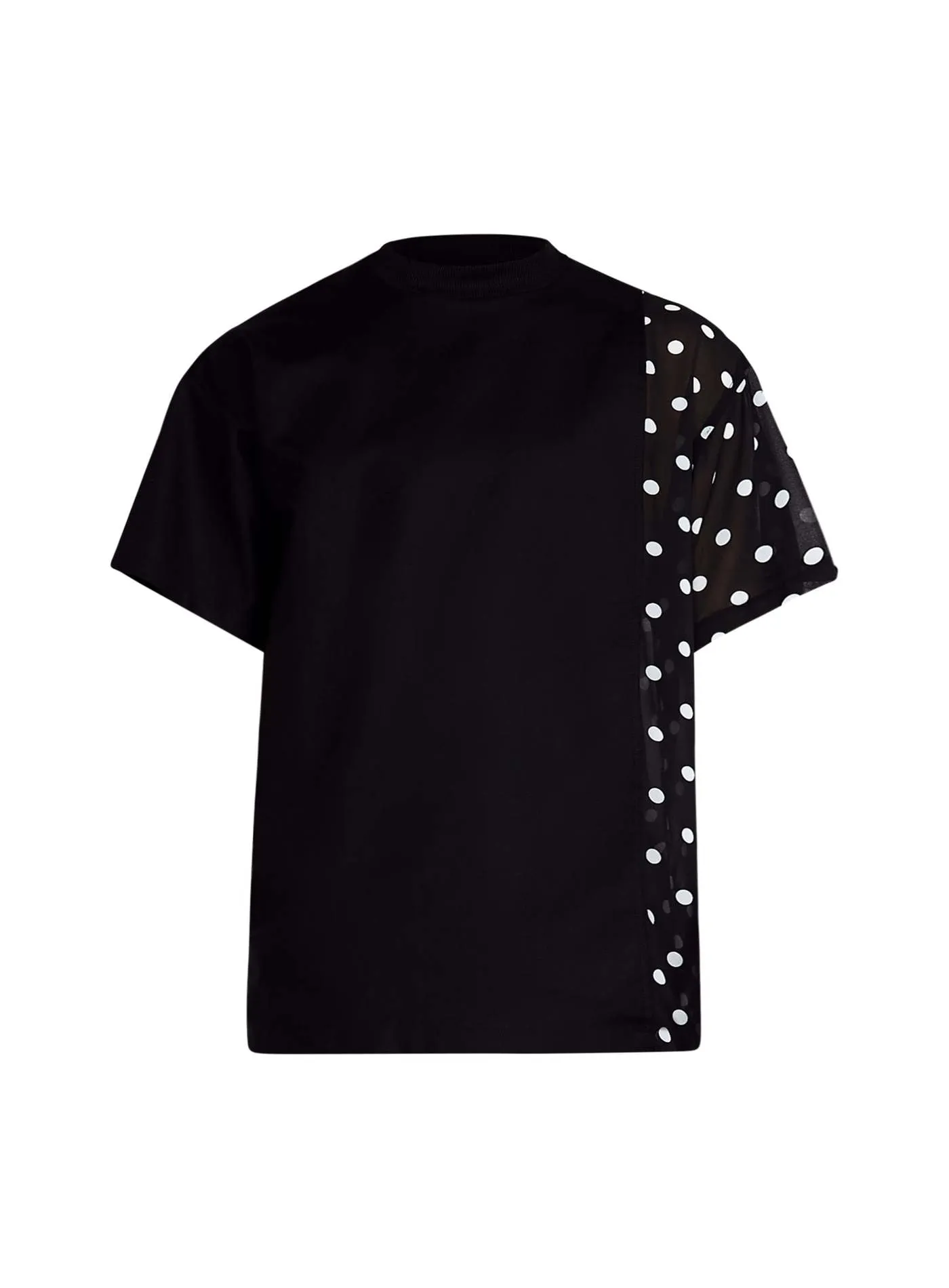 Black and White Polka Dot Side Panel Short Sleeve Top