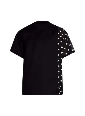Black and White Polka Dot Side Panel Short Sleeve Top
