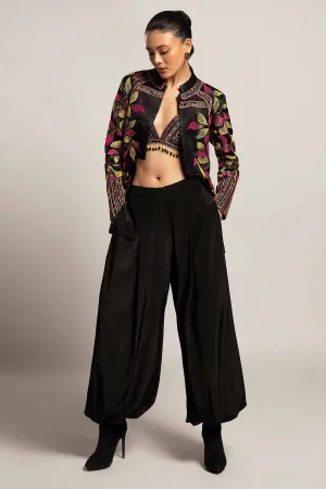 Black Beadwork Indo-Western Set