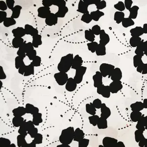 Black Flower on White - Cotton Poplin