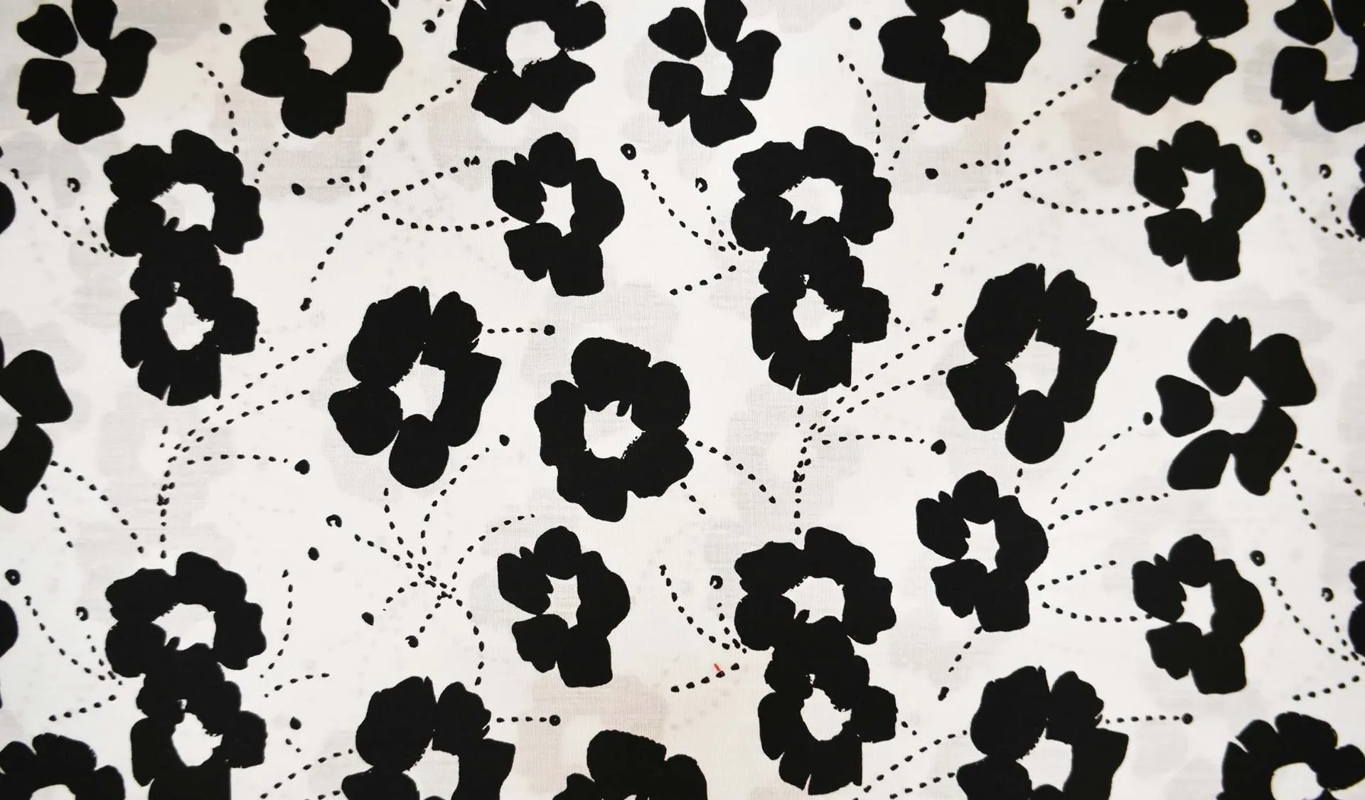 Black Flower on White - Cotton Poplin