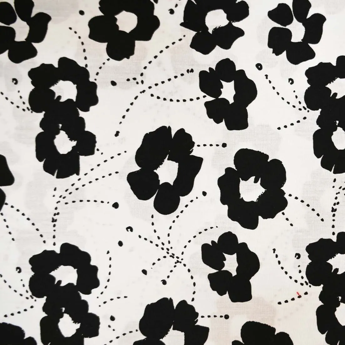 Black Flower on White - Cotton Poplin