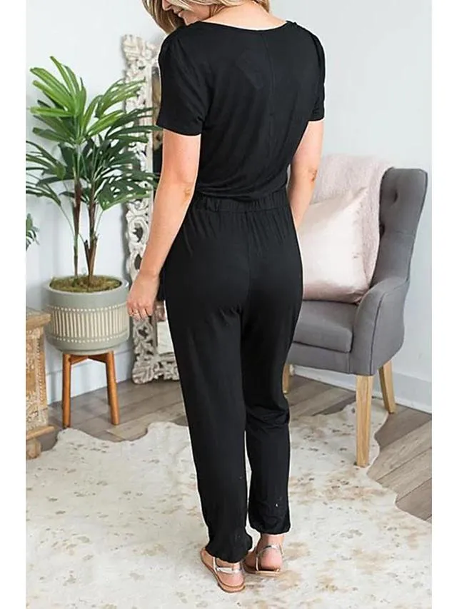 Black/ Light gray Jumpsuit, Solid Colored Patchwork