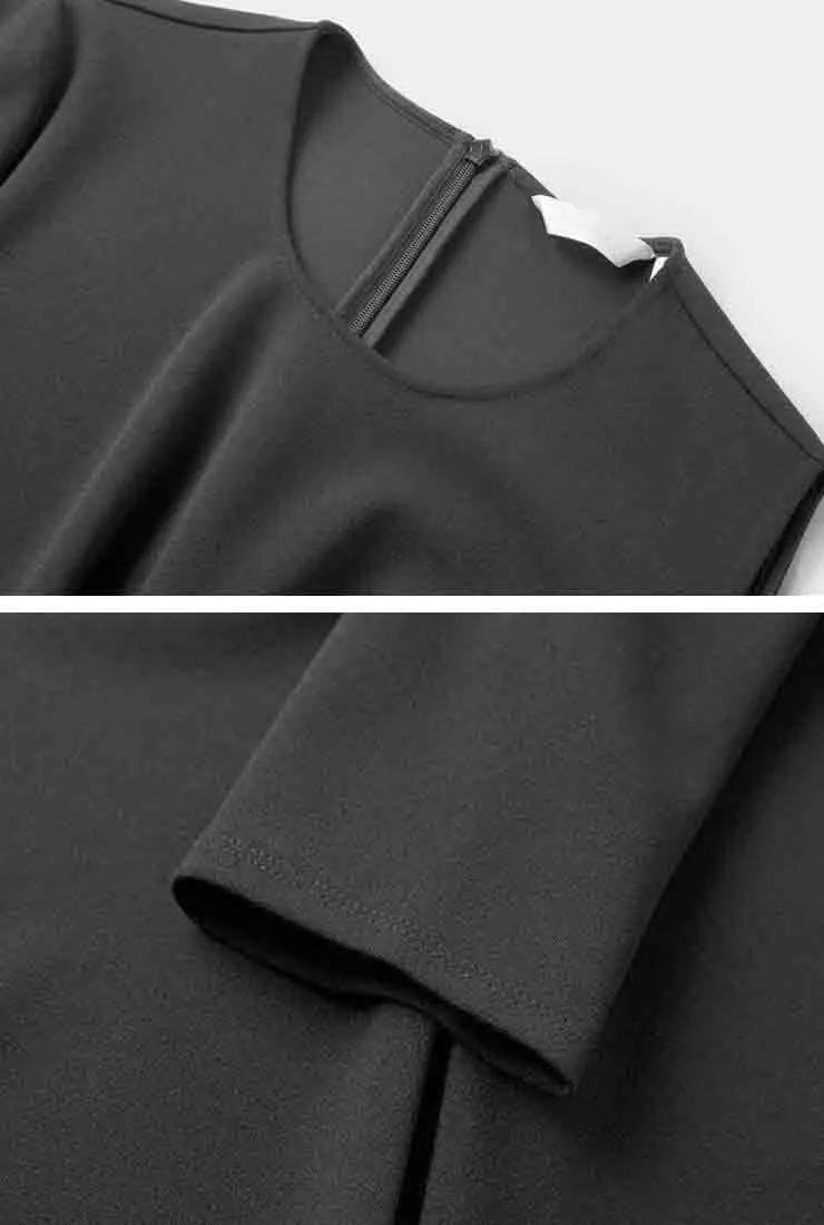 Black Long Sleeve Midi Dress