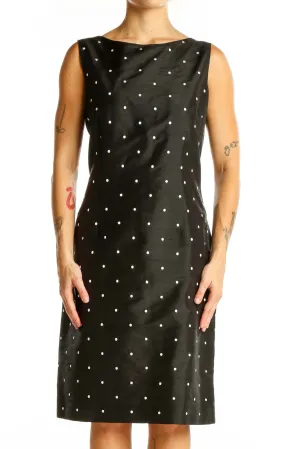 Black Polka Dot Sleeveless Sheath Dress