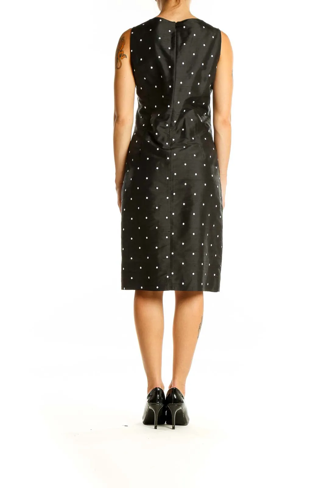 Black Polka Dot Sleeveless Sheath Dress