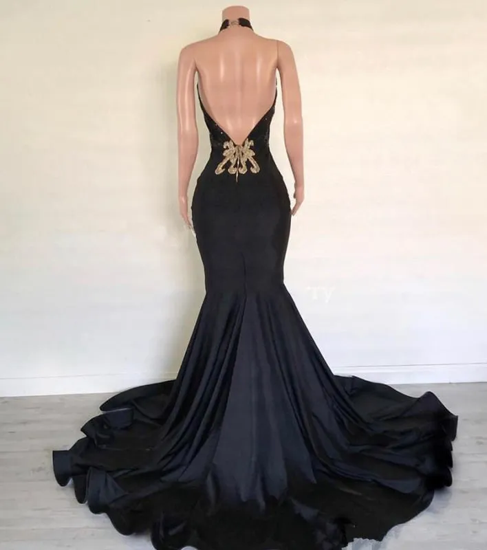 Black Satin Long Mermaid Dress Customize Long Prom Dress