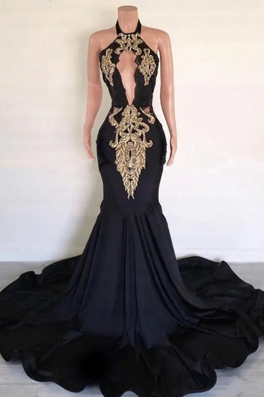 Black Satin Long Mermaid Dress Customize Long Prom Dress