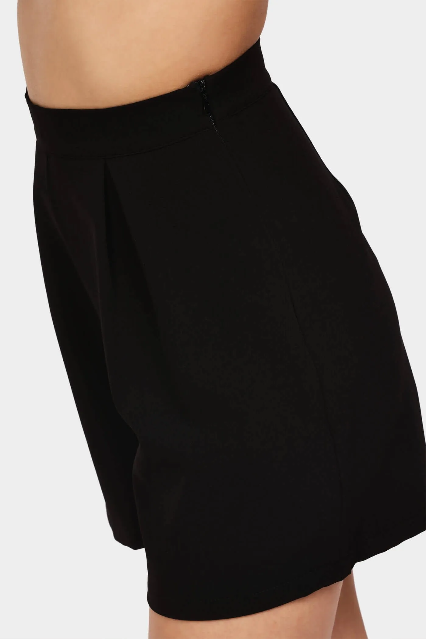 Black Side Zip Woven Shorts