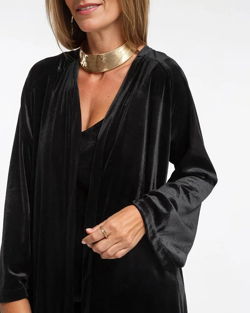 Black Stretch Knit Frock Cardigans Coat