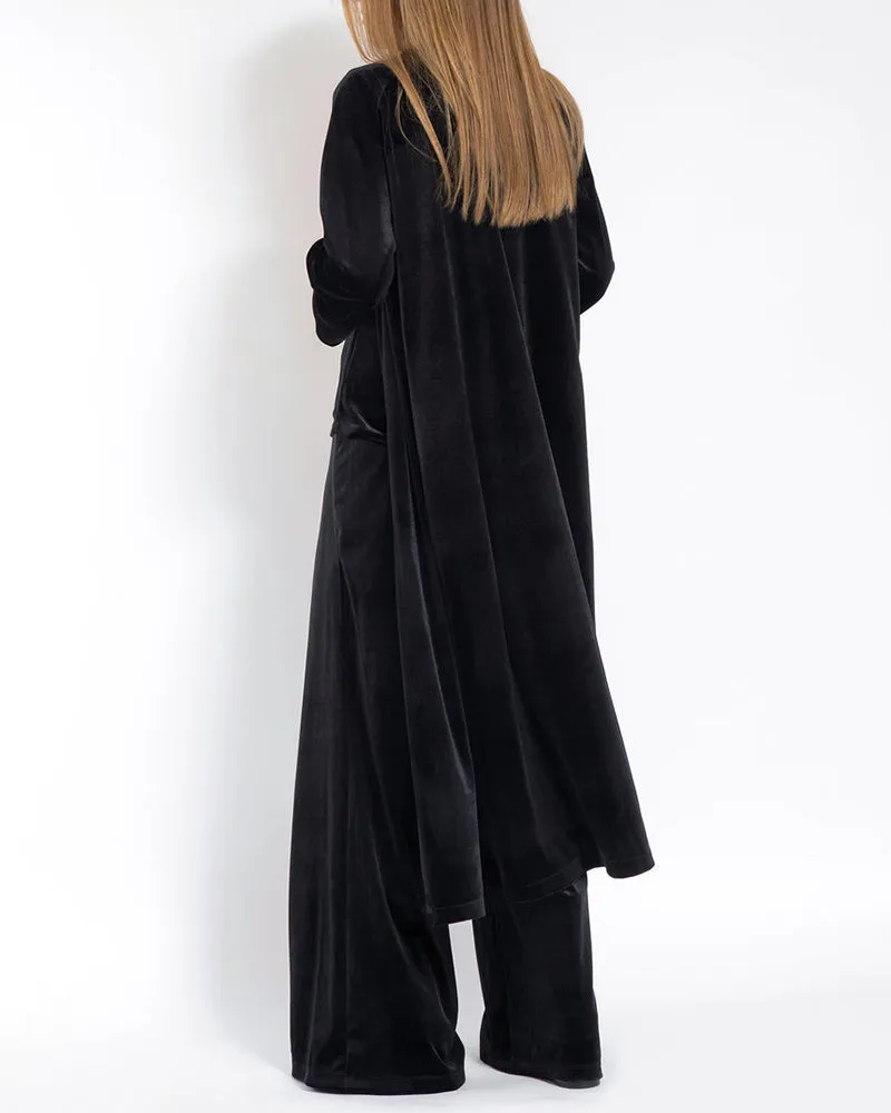 Black Stretch Knit Frock Cardigans Coat