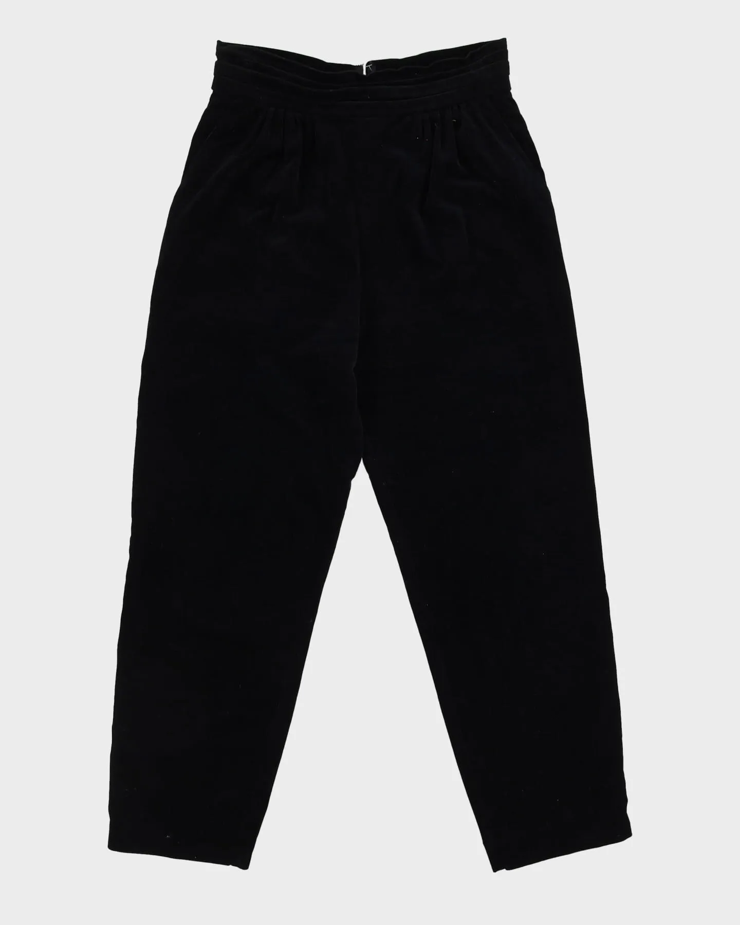Black Velvet High Waisted Trousers - W30 L26