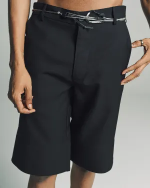 Black Wool Tailored Shorts