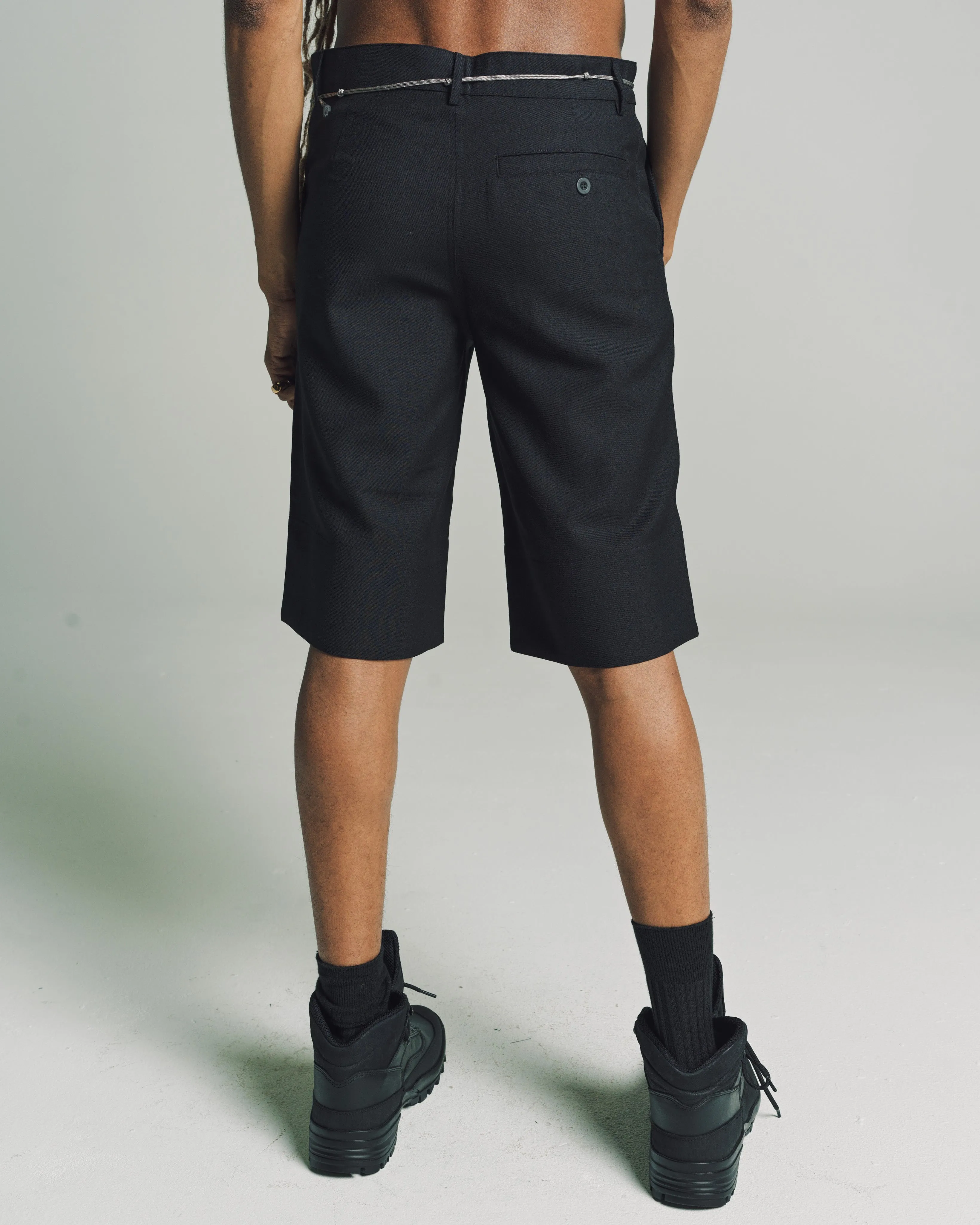 Black Wool Tailored Shorts