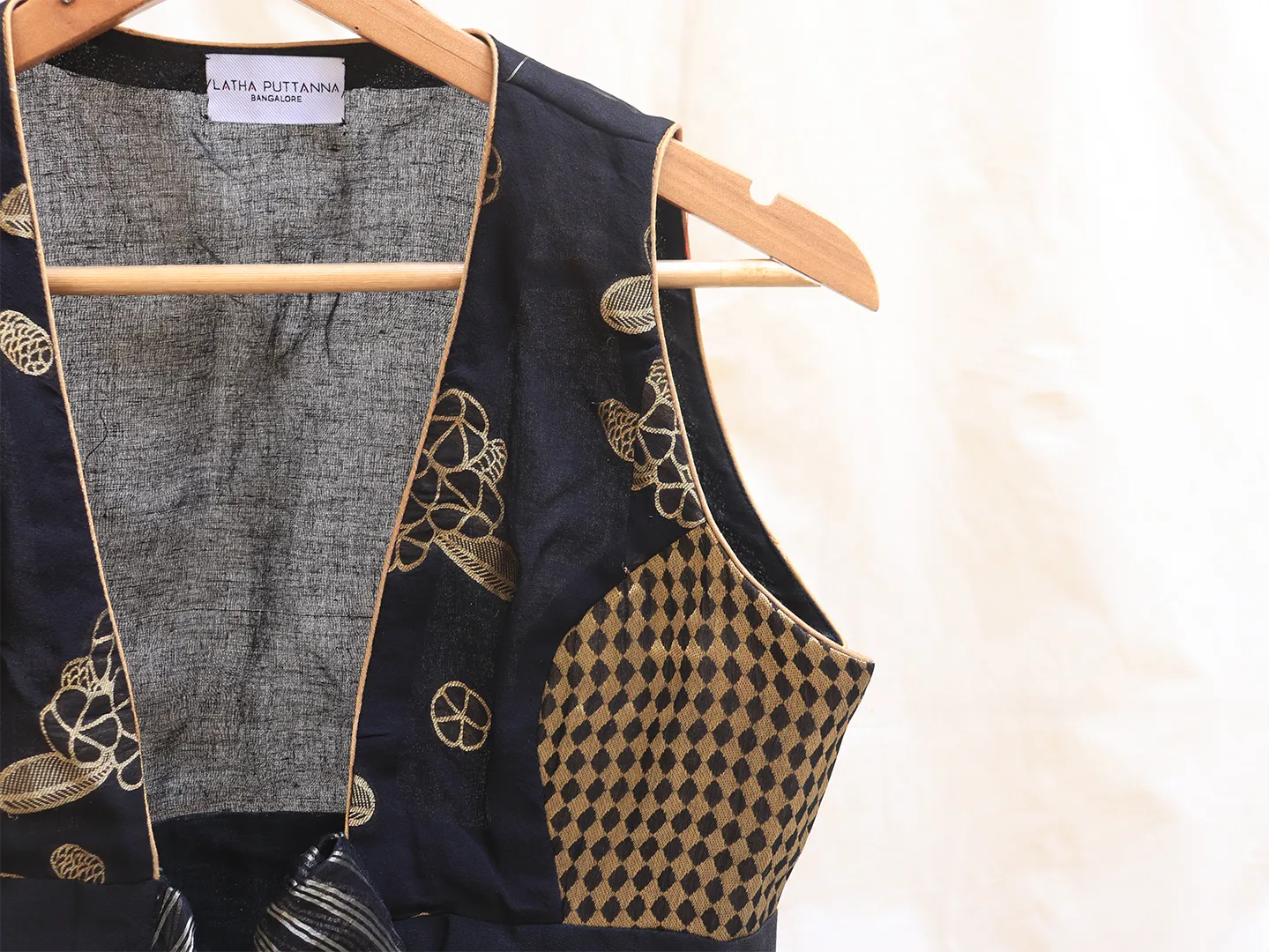 Black, Woven Crepe silk blouse