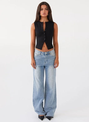 Blair Buttoned Tank Top - Black Blair Buttoned Tank Top - Black