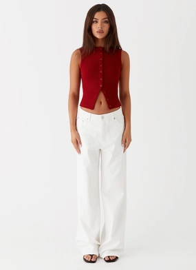 Blair Buttoned Tank Top - Ribbed Knit Blair Buttoned Tank Top - Ribbed Knit