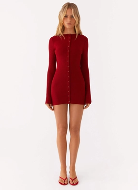 Blair Long Sleeve Mini Dress - Red Blair Long Sleeve Mini Dress - Red