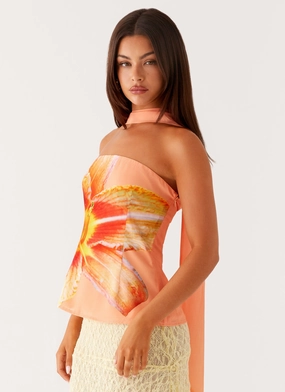 Blaise Scarf Top - Orange Floral Blaise Scarf Top - Orange Floral