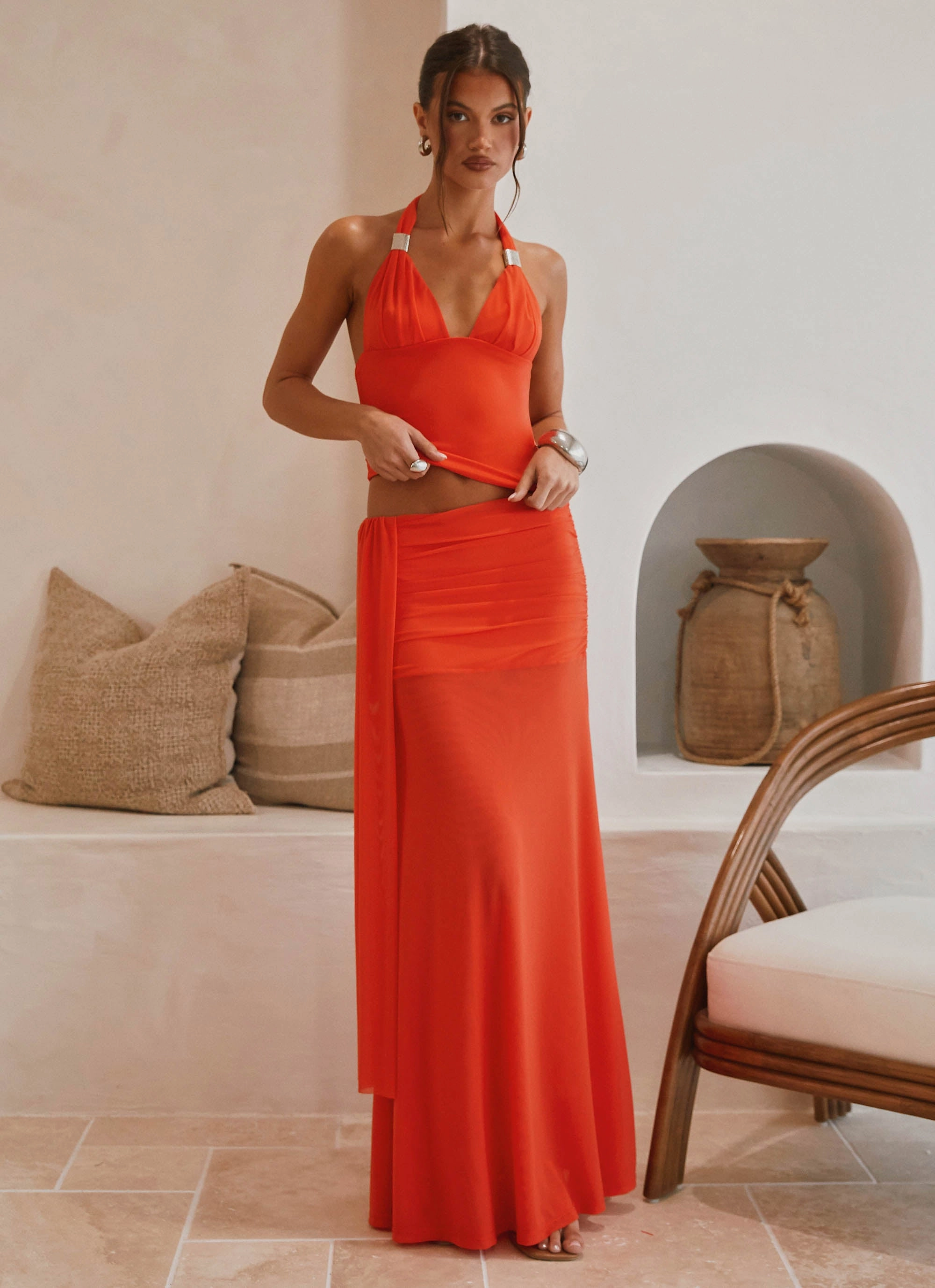 Blaze Halter Top - Fire Red