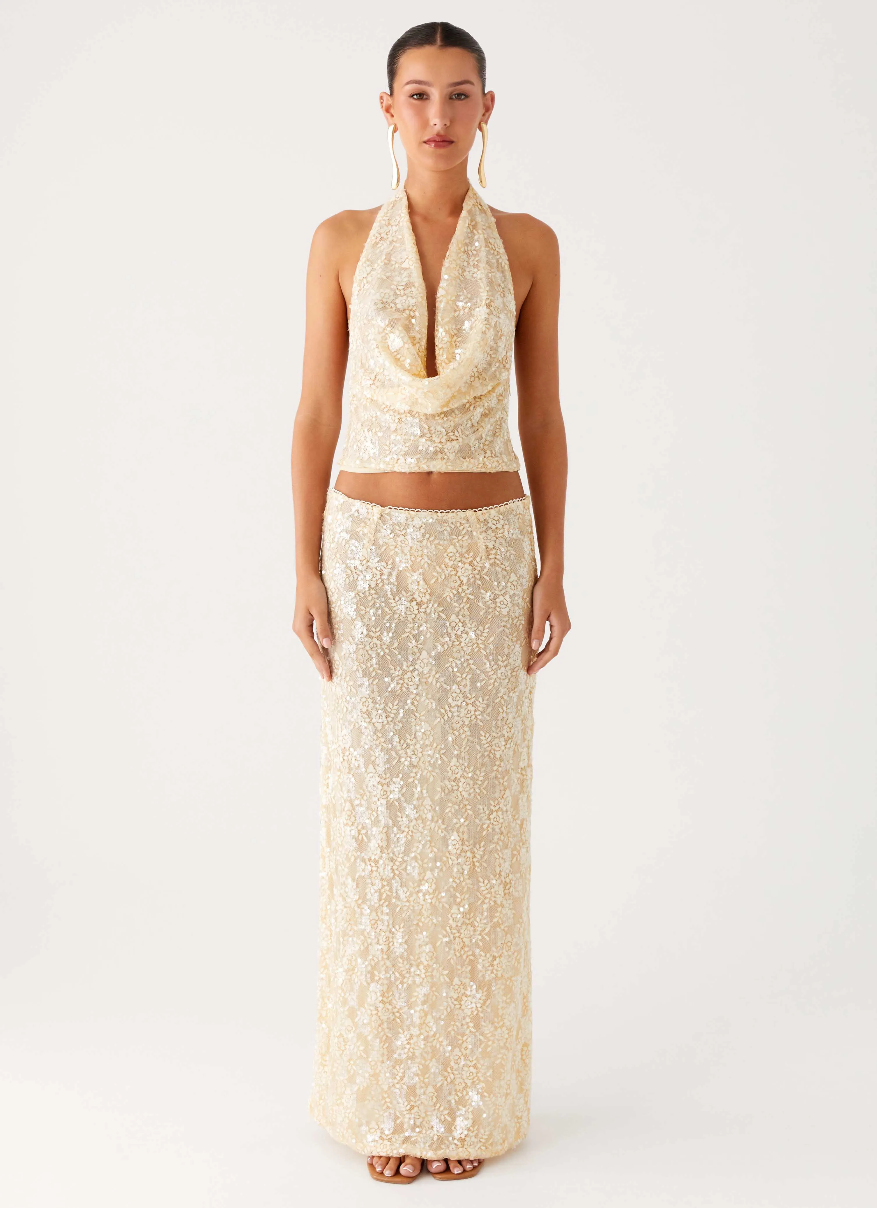 Bling It On Maxi Skirt - Ivory