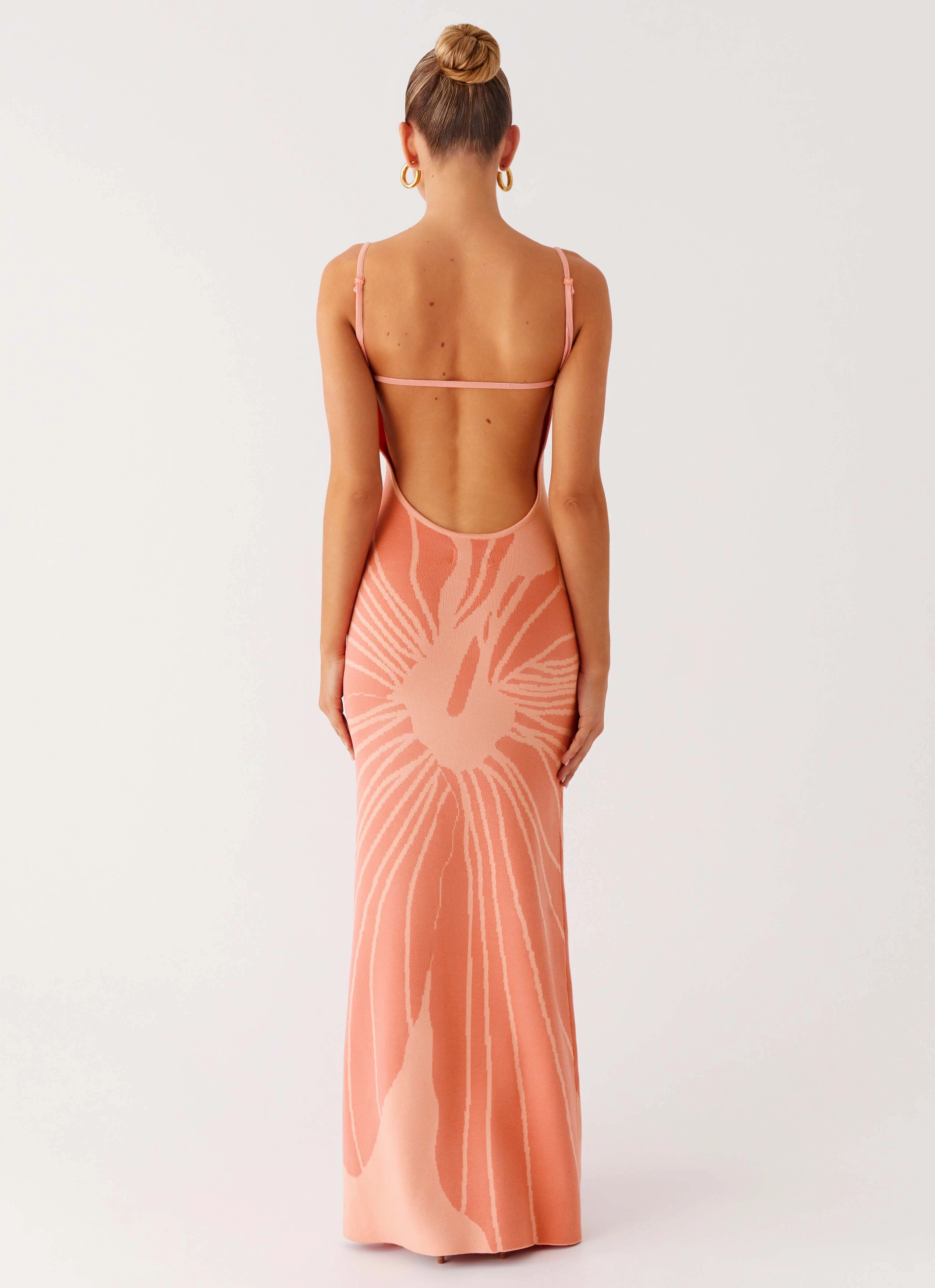 Bliss View Knit Maxi Dress - Peach