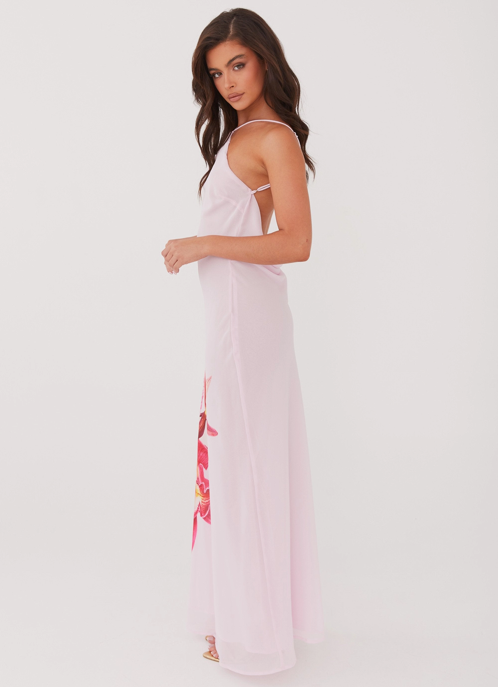 Blossom Hearts Maxi Dress - Pink Peony