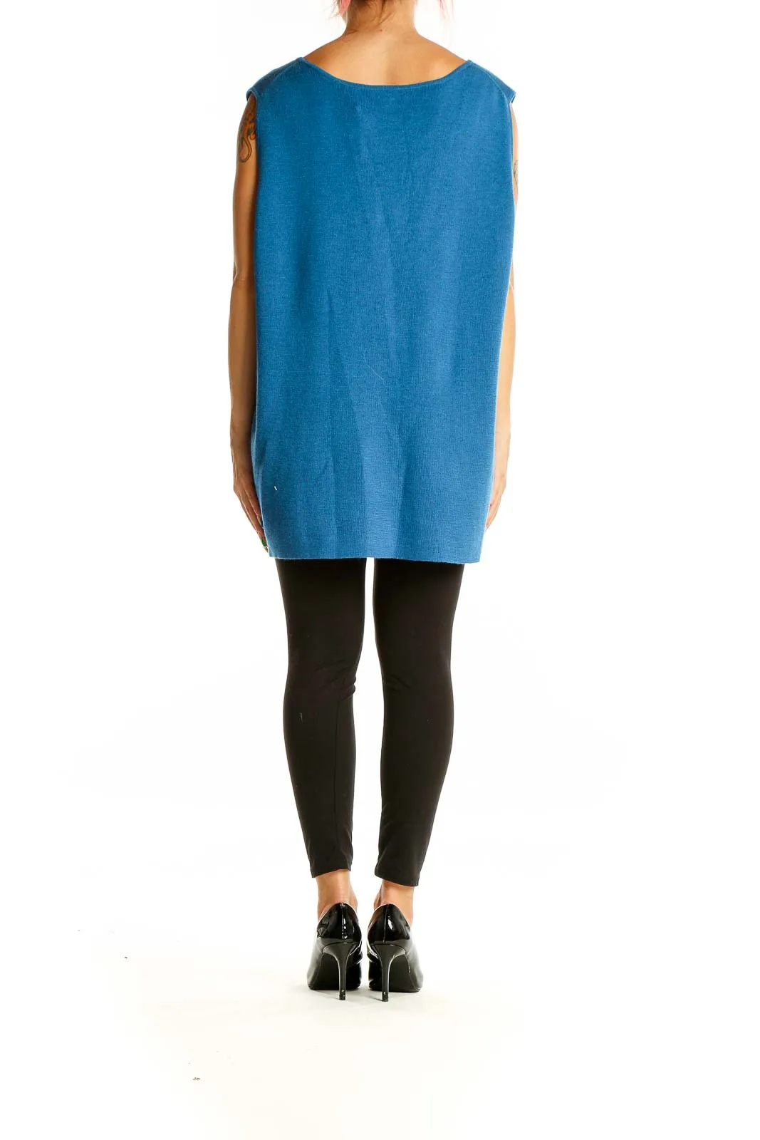 Blue Merino Wool Sleeveless Tunic