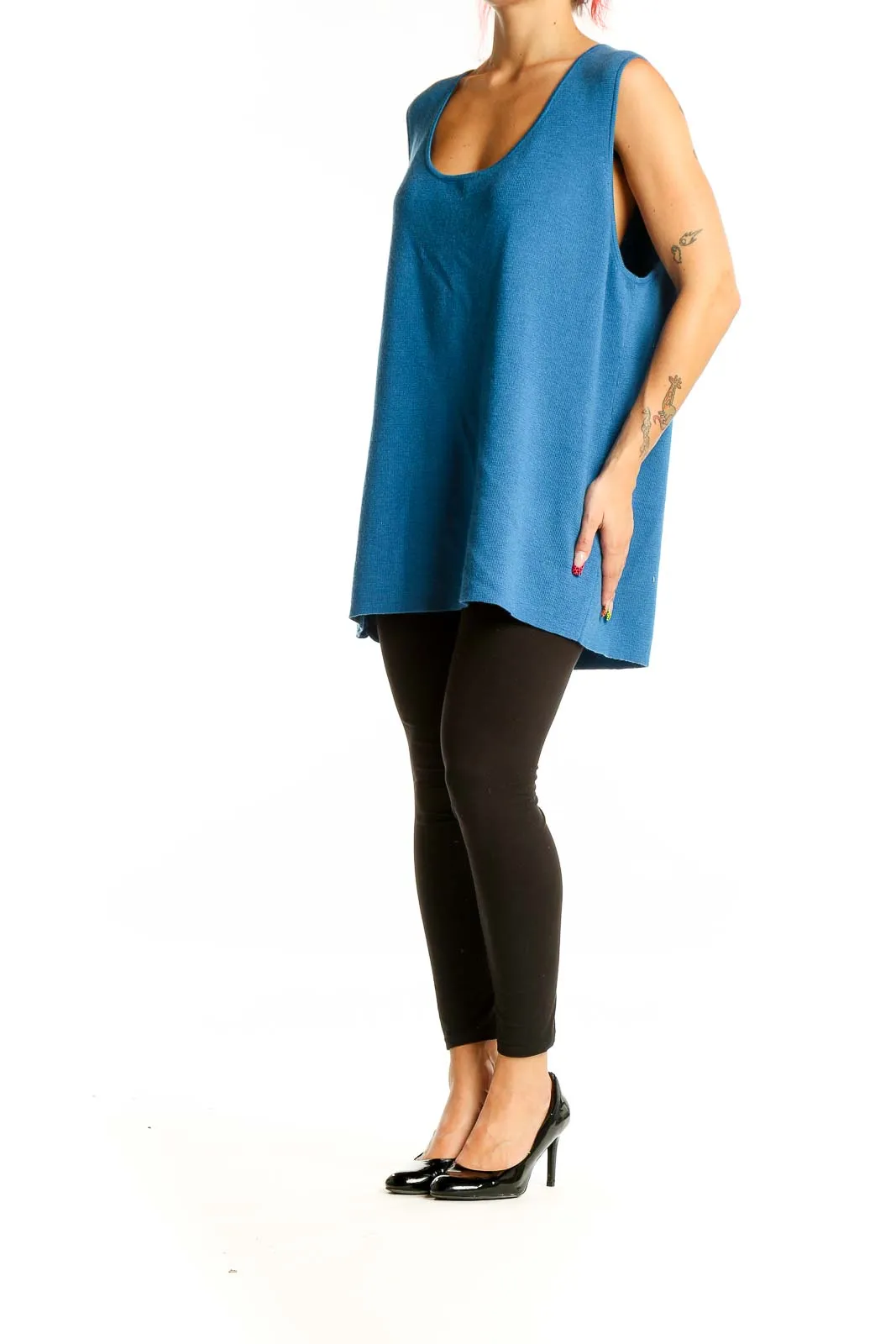 Blue Merino Wool Sleeveless Tunic