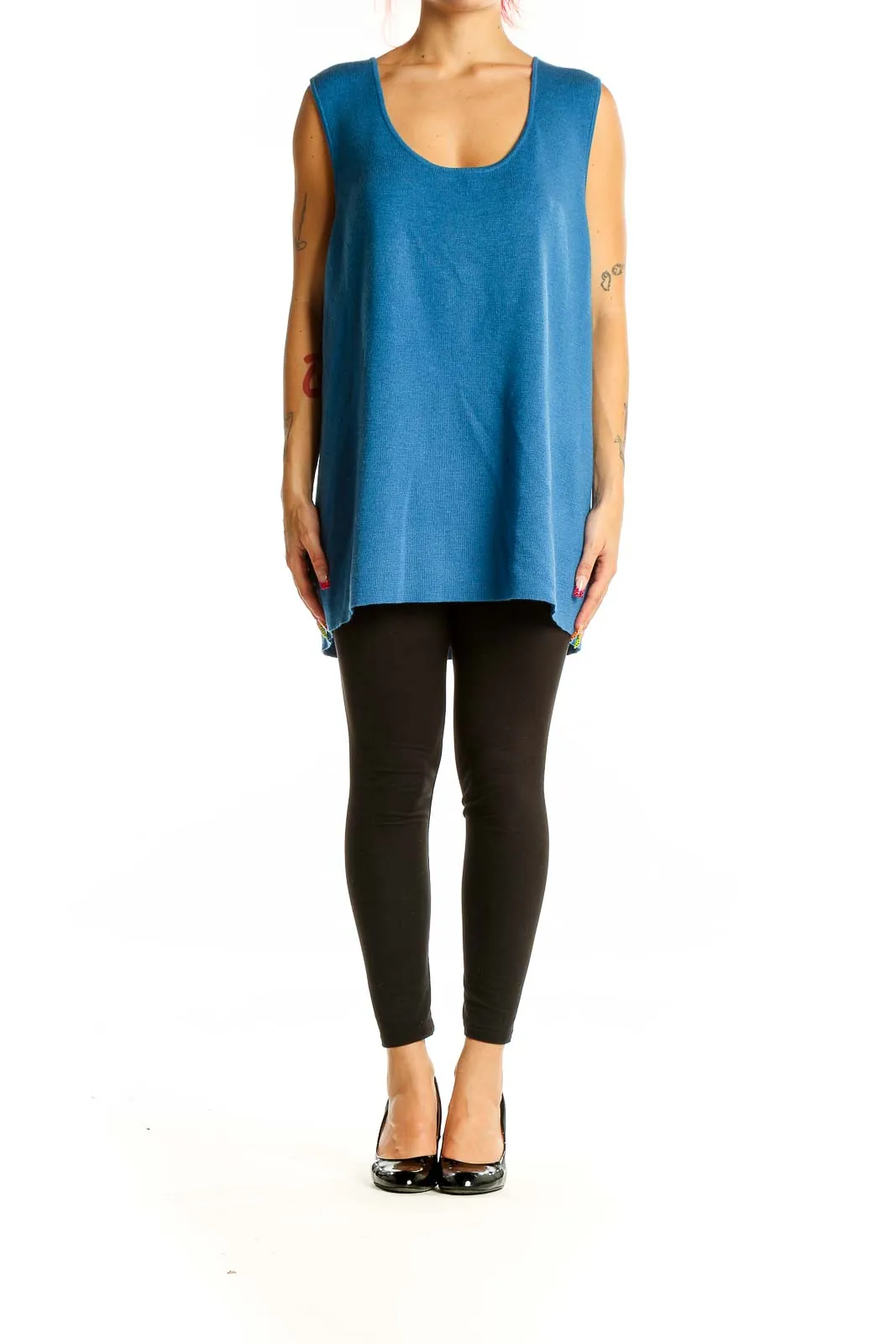 Blue Merino Wool Sleeveless Tunic