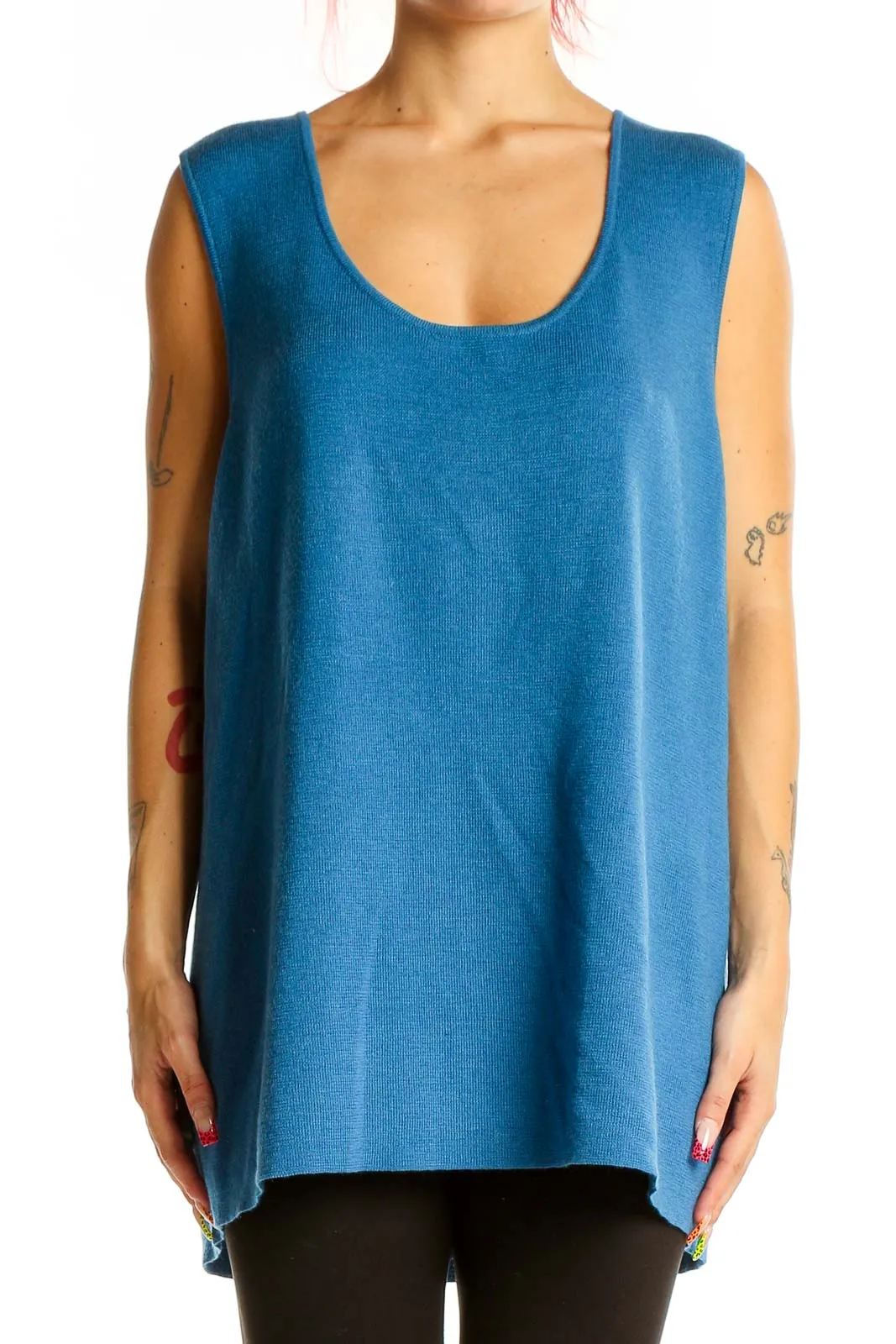 Blue Merino Wool Sleeveless Tunic
