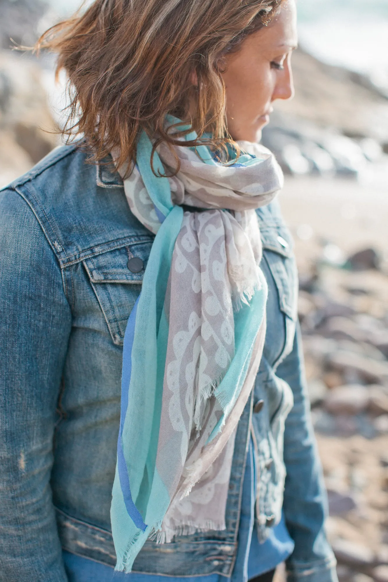 Blue Odessa Wool & Silk Scarf