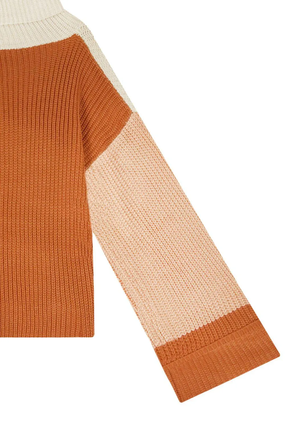 Blue Zone Planet |  Color Block Rib-Knit Cowl Neck Sweater