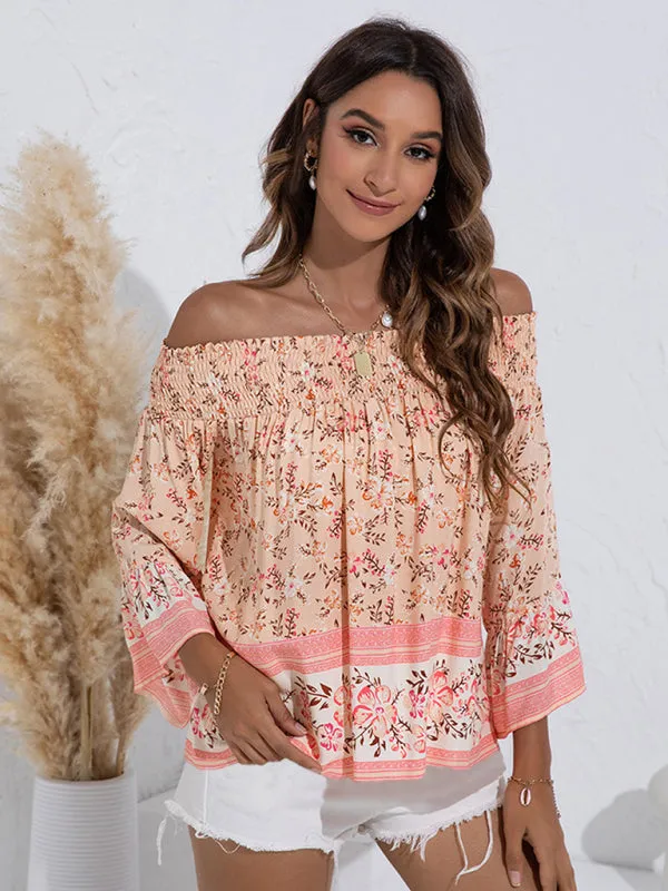 Blue Zone Planet |  One Shoulder Floral Flared Sleeve Top