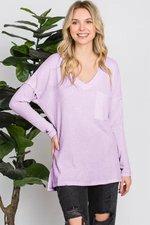 Blue Zone Planet |  Reborn J Waffle Knit V-Neck Long Sleeve T-Shirt