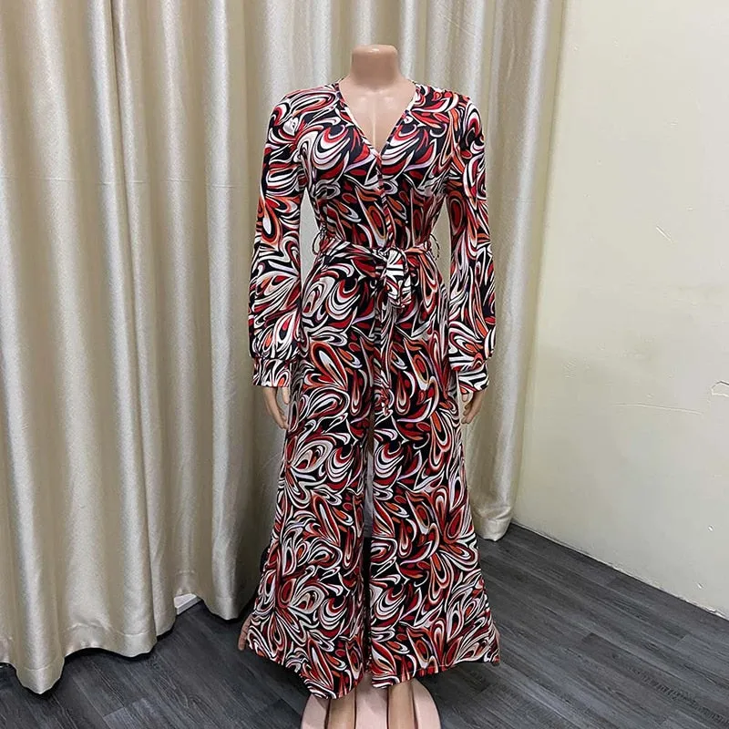 Bohemian Wide Leg Print Jumpsuit