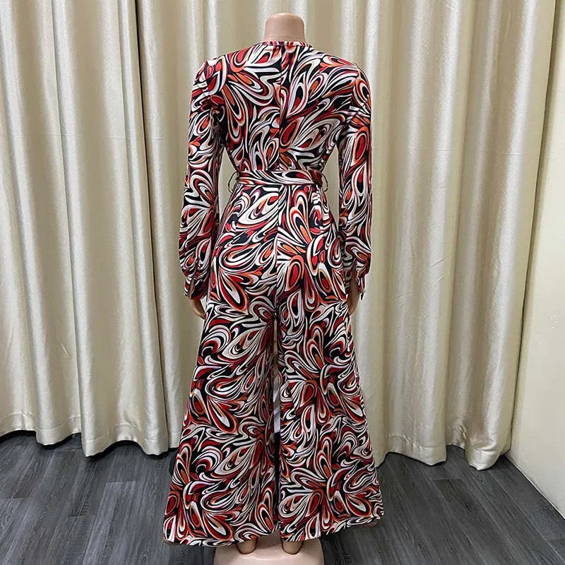 Bohemian Wide Leg Print Jumpsuit