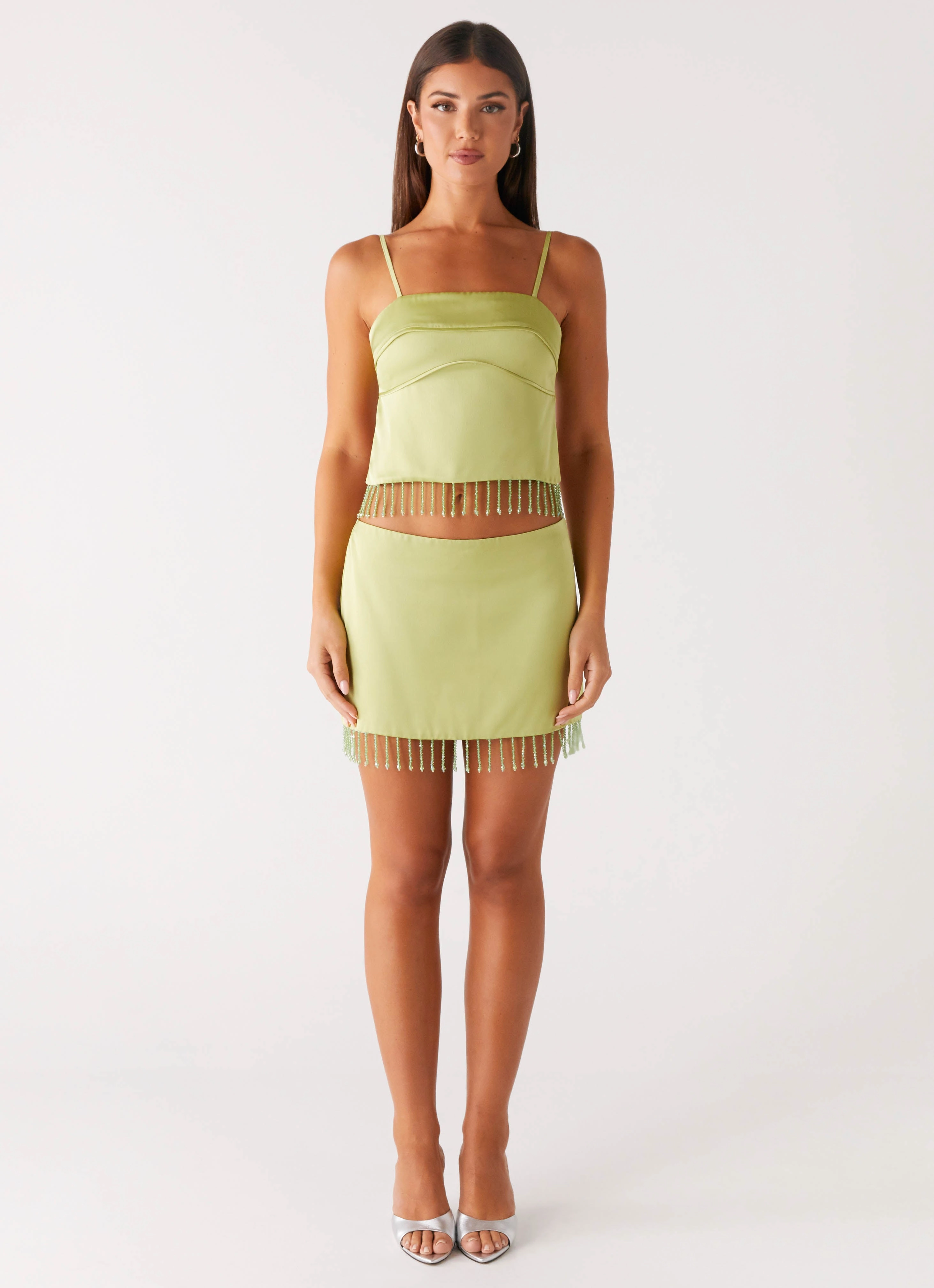 Bora Bora Beaded Mini Skirt - Lime