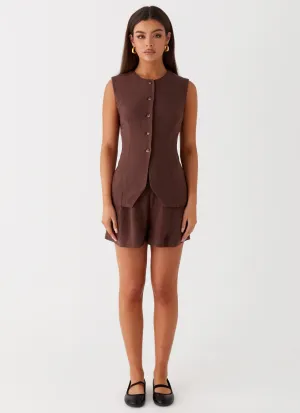 Born For Bordeaux Linen Shorts - Brown Born For Bordeaux Linen Shorts - Brown