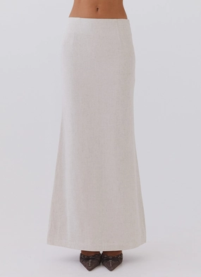 Born For Bordeaux Linen Midi Skirt - Oatmeal Born For Bordeaux Linen Midi Skirt - Oatmeal