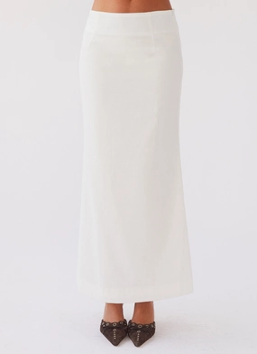 Born For Bordeaux Linen Midi Skirt - White Born For Bordeaux Linen Midi Skirt - White
