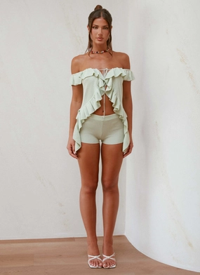 Bowen Off Shoulder Knit Top - Mint Bowen Off Shoulder Knit Top - Mint