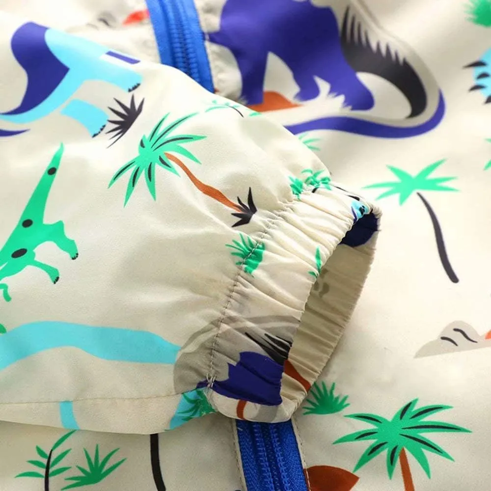 Boys' Hooded Dinosaur Jacket Windbreaker Outerwear