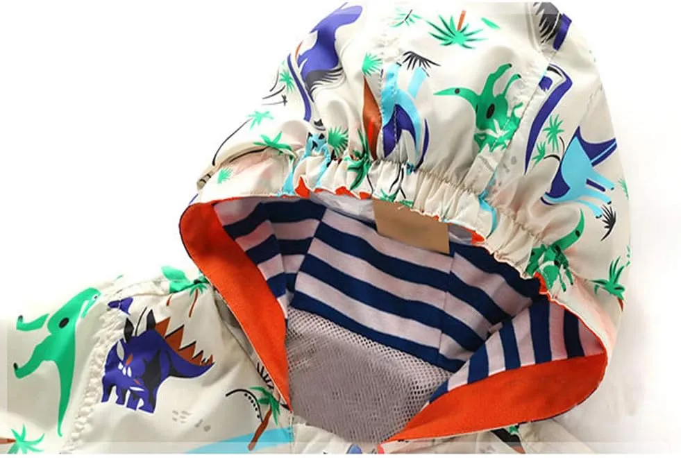 Boys' Hooded Dinosaur Jacket Windbreaker Outerwear
