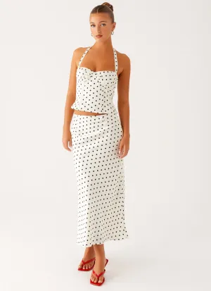 Breanne Midi Skirt - White Polka Dot Breanne Midi Skirt - White Polka Dot