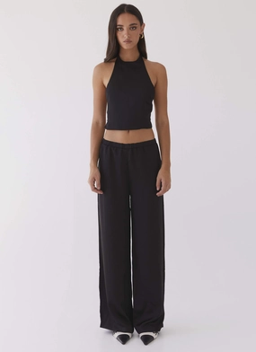 Bree Satin Halterneck Top - Black Bree Satin Halterneck Top - Black